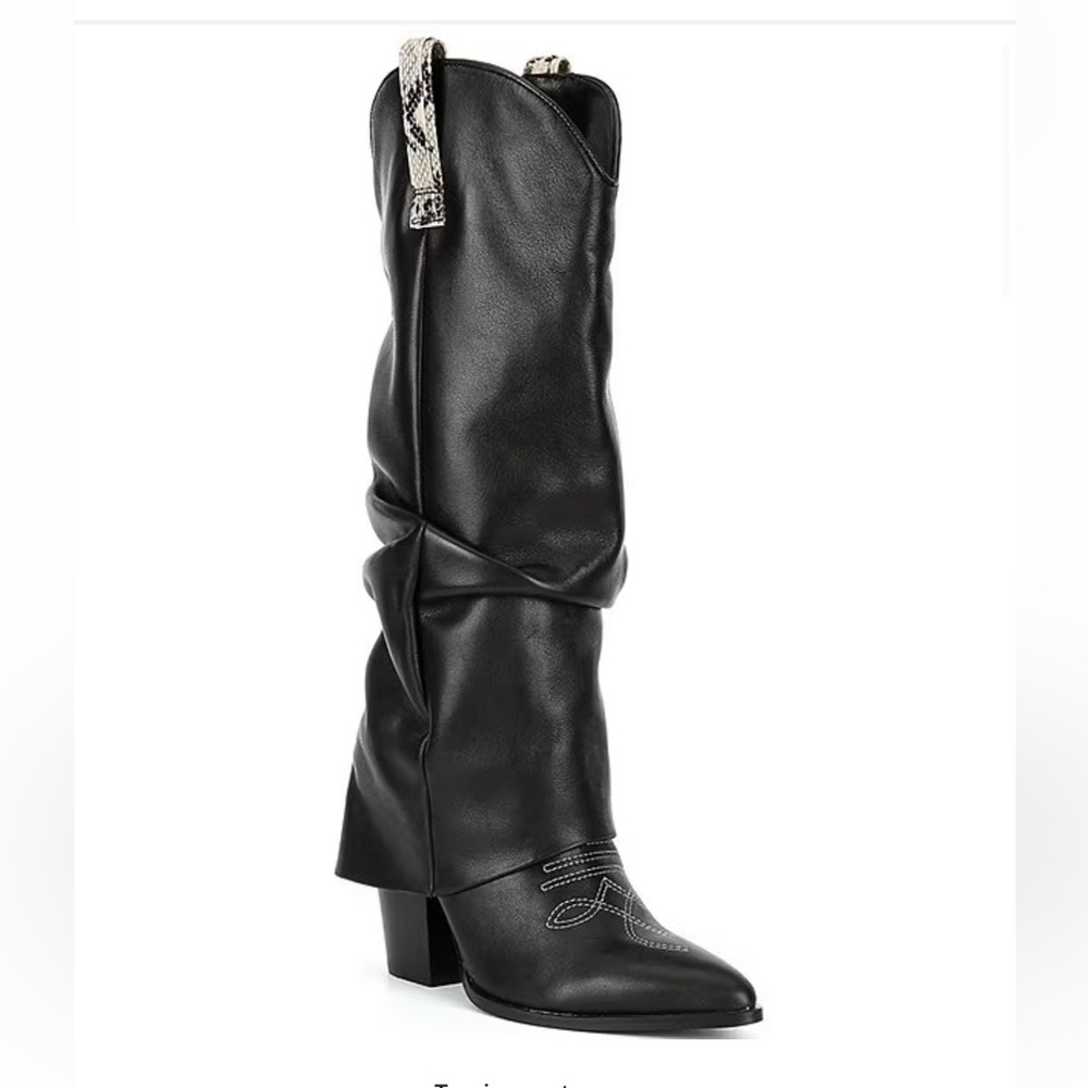 STEVE MADDEN Lassy Leather Western Foldover Tall Boots